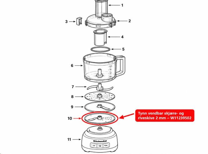Hovedbilde KitchenAid vendbar skjære- og riveskive 2 mm – ...